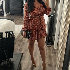 Orange and navy blue dress